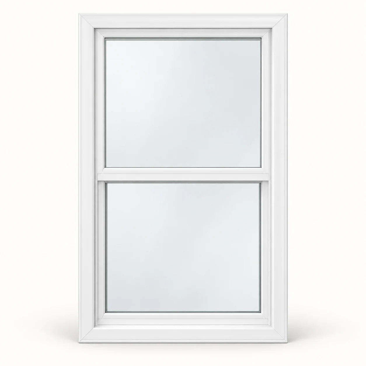Product illustration: white vinyl, single hung layout