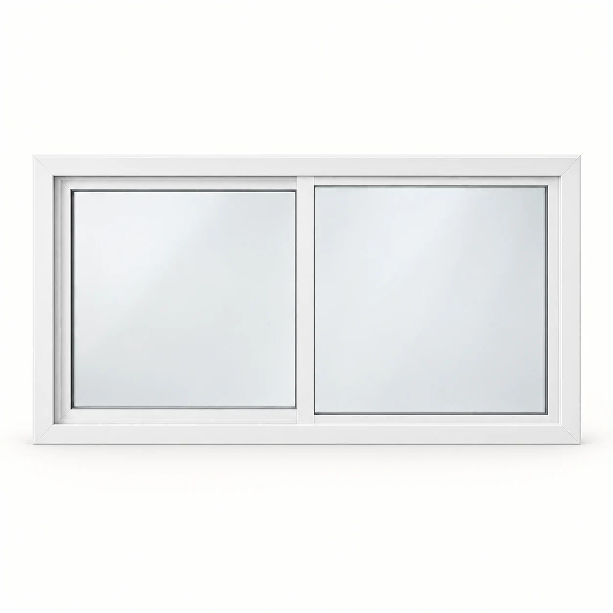 Product illustration: white aluminum, single slider layout