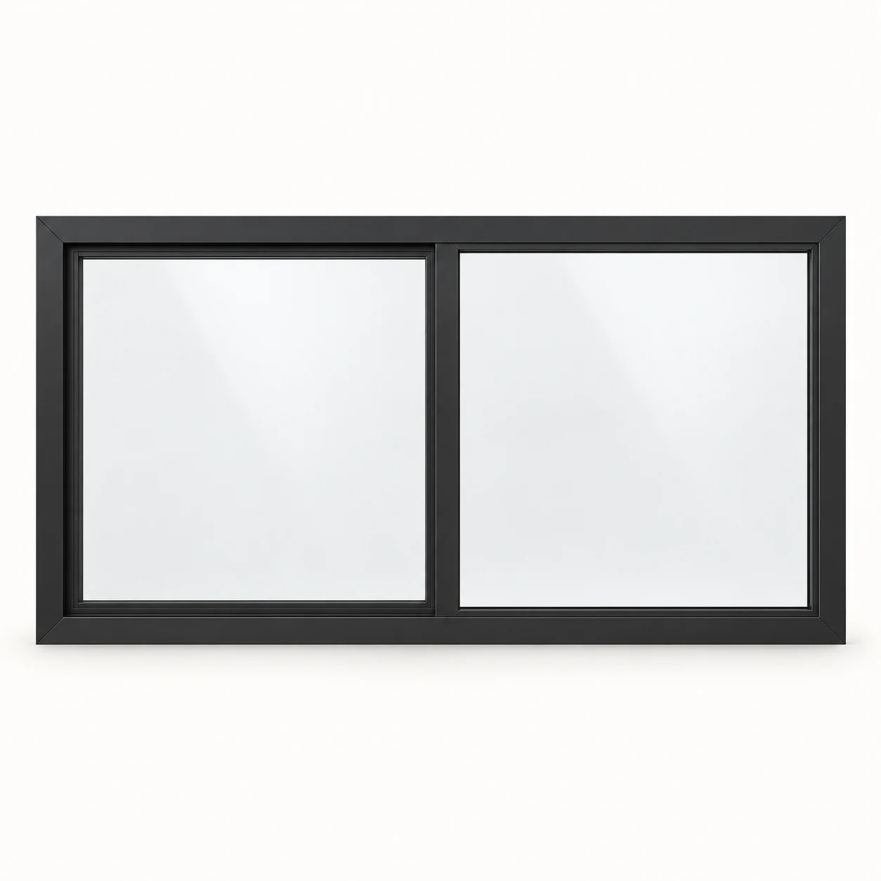 Product illustration: black aluminum, single slider layout